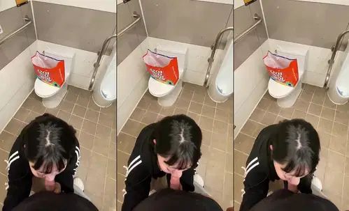 Lén lút trong nhà vệ sinh nam siêu thị em mút chùn chụt như chết đói